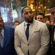 Former professional football player Jim Brown, former professional football player Ray Lewis and Pastor Darrell Scott speak to reporters at Trump Tower in New York City on Dec. 13, 2016. (Drew Angerer/Getty Images)